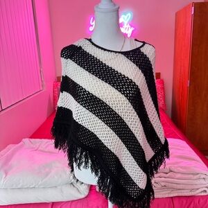 Y2k striped knit poncho